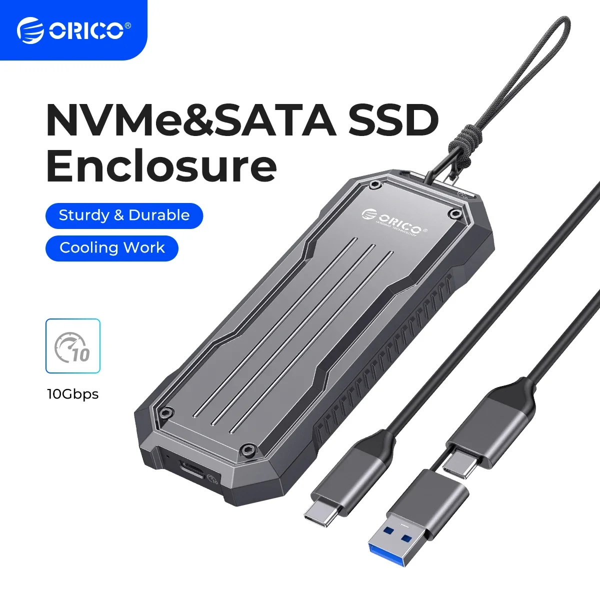ORICO ޴ M.2 NVMe SATA SSD ̽, ƿ ձ  Ŭ, ߿  ߵ 濭 , 10Gbps